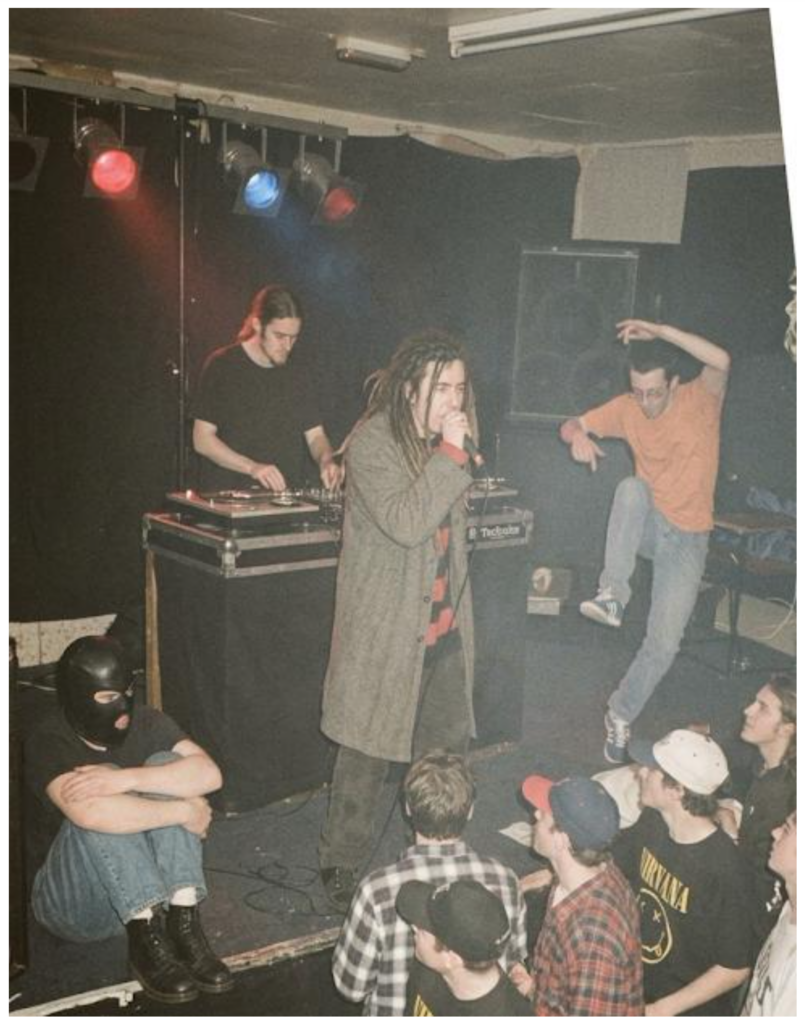 A rare photo of an ShyTalk gig. Bangor, North Wales, 1996