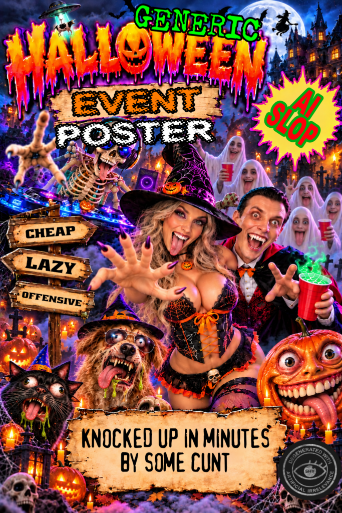 Awful AI generated Halloween Event poster.